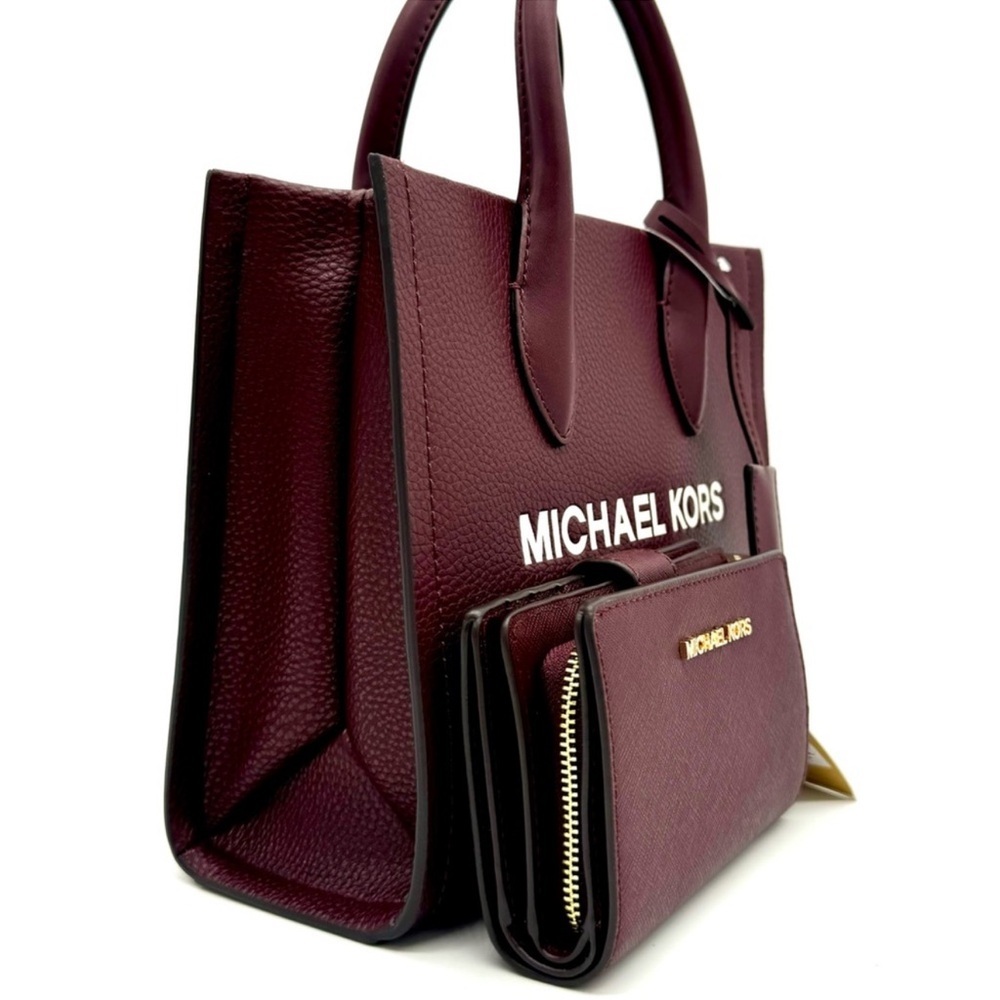 Michael Kors Mirella Small Crossbody Bag & Medium Zip Chain Wallet Ox Blood - Picture 4 of 13